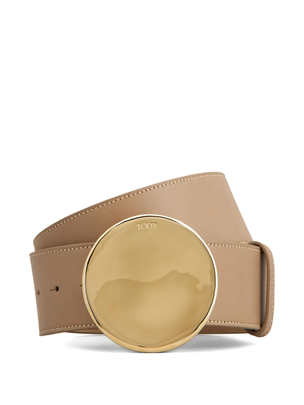 Tod's Leren riem met ronde gesp Bruin