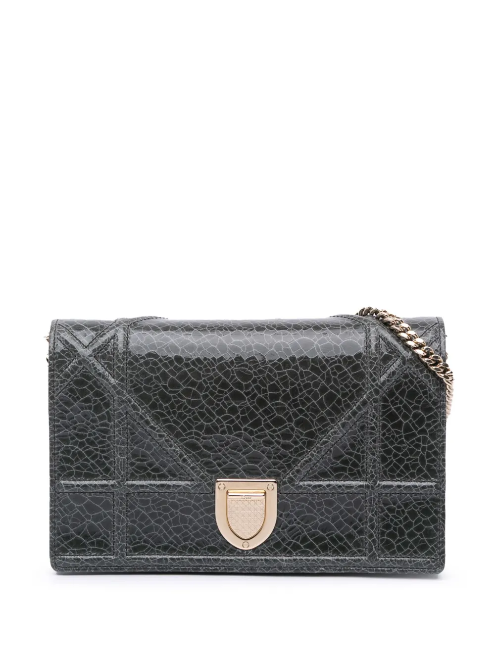 Christian Dior Pre-Owned 2016 Ceramic Effect Deerskin Diorama Wallet on Chain crossbody bag | Grey | Image 1