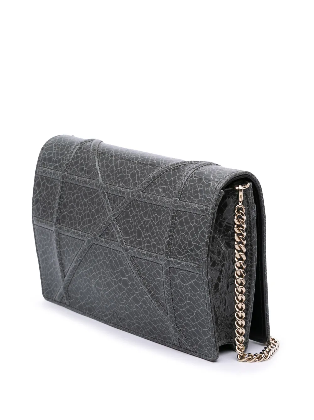 Pre-owned Dior 2016 Ceramic Effect Deerskin Ama Wallet On Chain Crossbody Bag