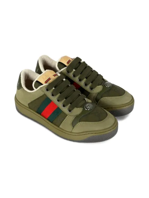 Gucci Kids Web-stripe leather sneakers