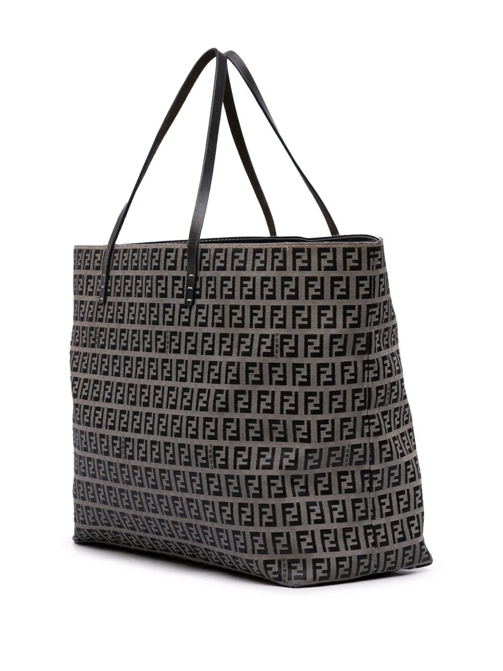 Pre-owned Fendi 2000-2010 Zucchino Canvas Shopper Tote Bag In Brown