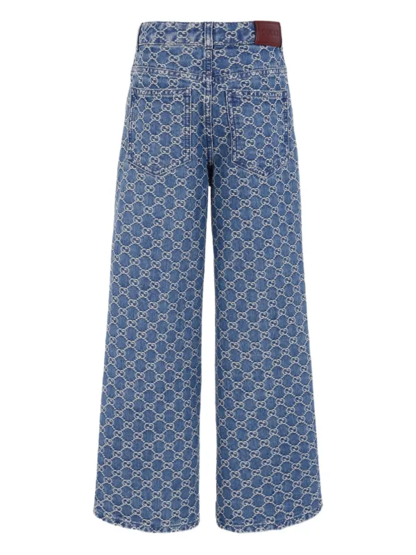 Gucci Kids GG Monogram Jeans | Blue | FARFETCH OM