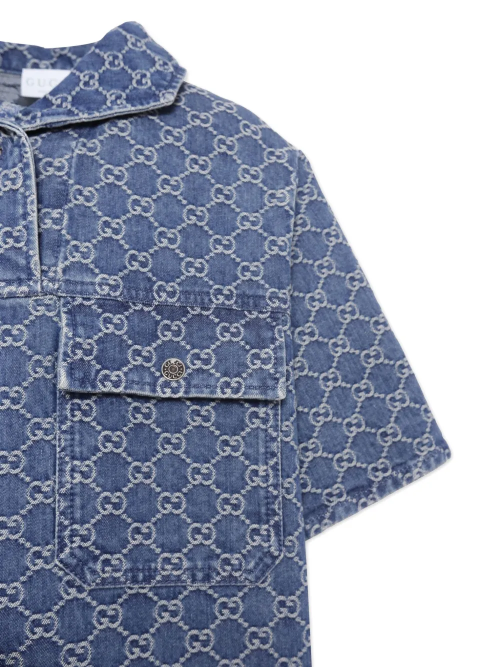Gucci Kids Jurk met korte mouwen en GG-patroon Blauw