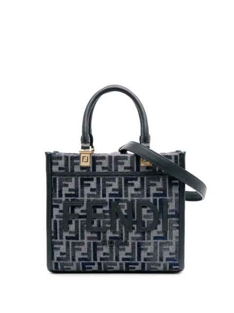 Fendi Pre-Owned 2010-2025 Small FF Embroidered Chenille Sunshine Shopper Tote satchel