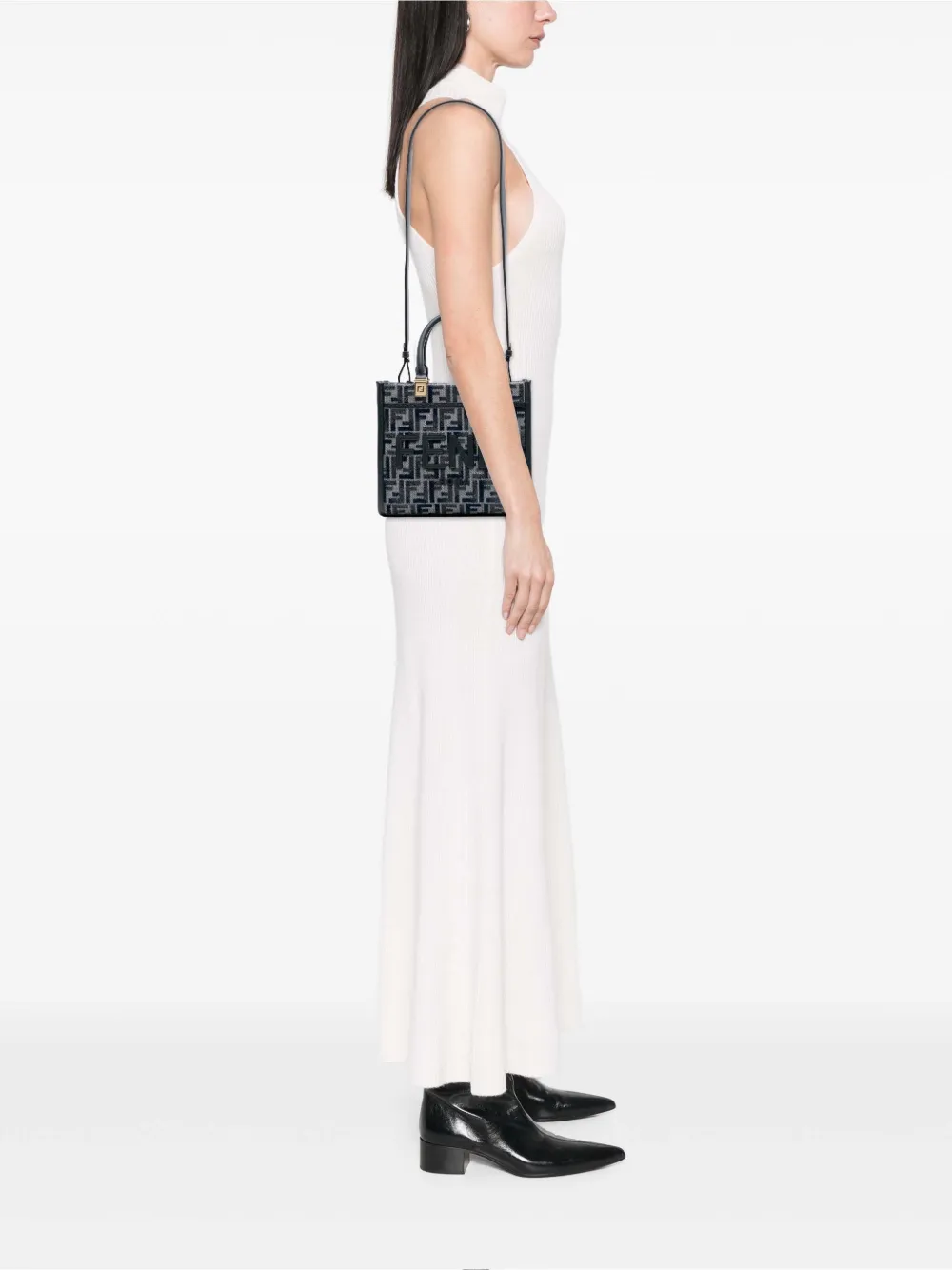 Fendi Pre-Owned 2010-2025 Small FF Embroidered Chenille Sunshine Shopper Tote satchel | Pre-Owned | Image 2