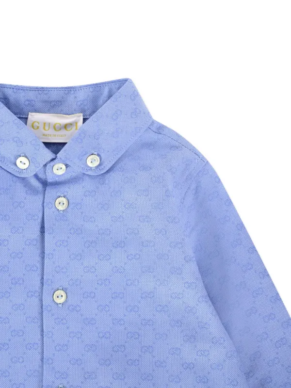 Gucci Kids GG-pattern long-sleeves Shirt | Blue | FARFETCH PH
