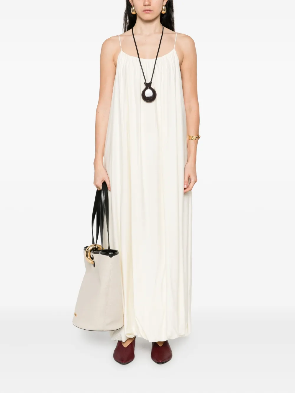 Eleh Balloon-hem Spaghetti-strap Maxi Dress In Nude
