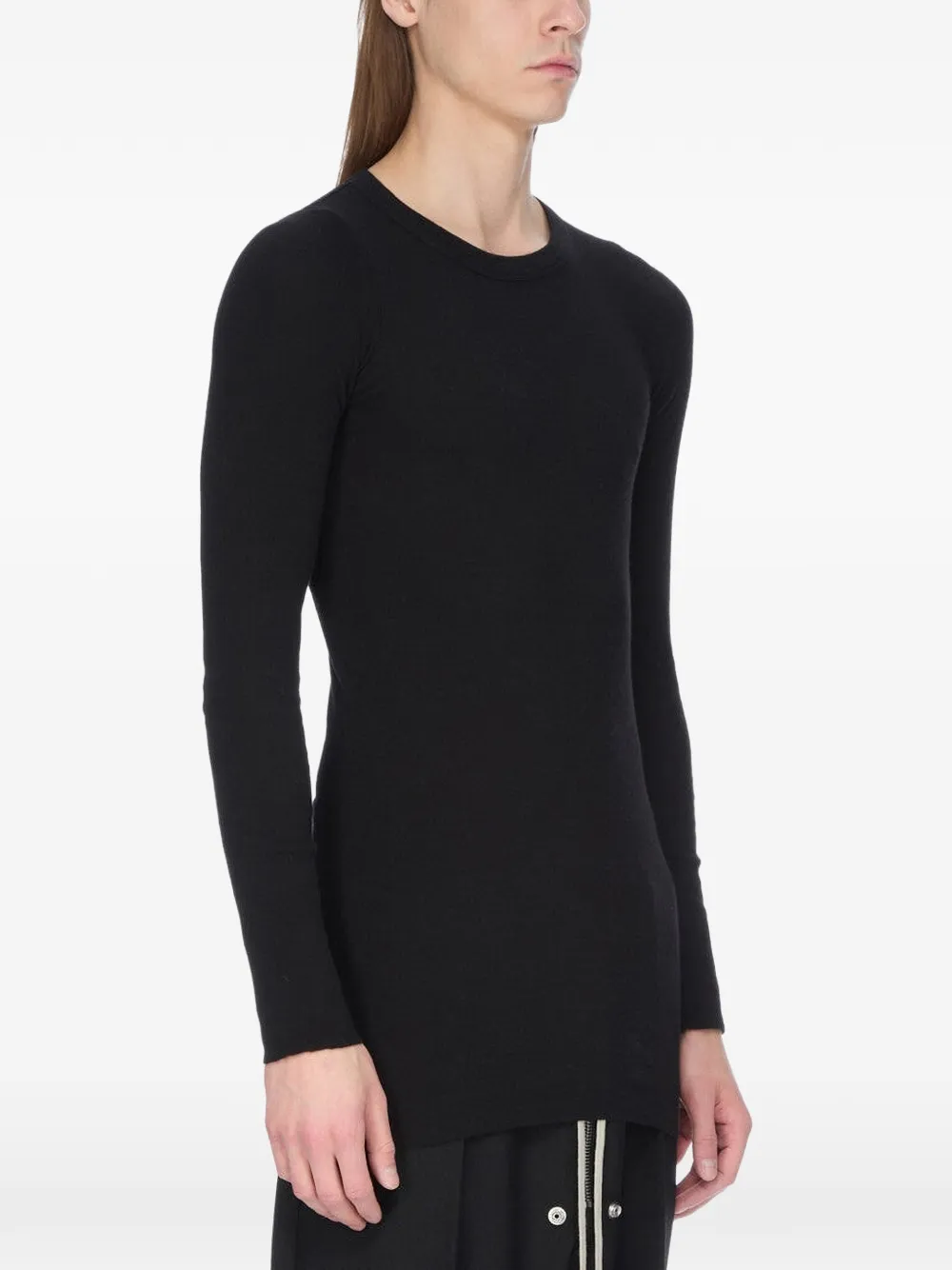 Rick Owens T-shirt met ronde hals en lange mouwen Zwart