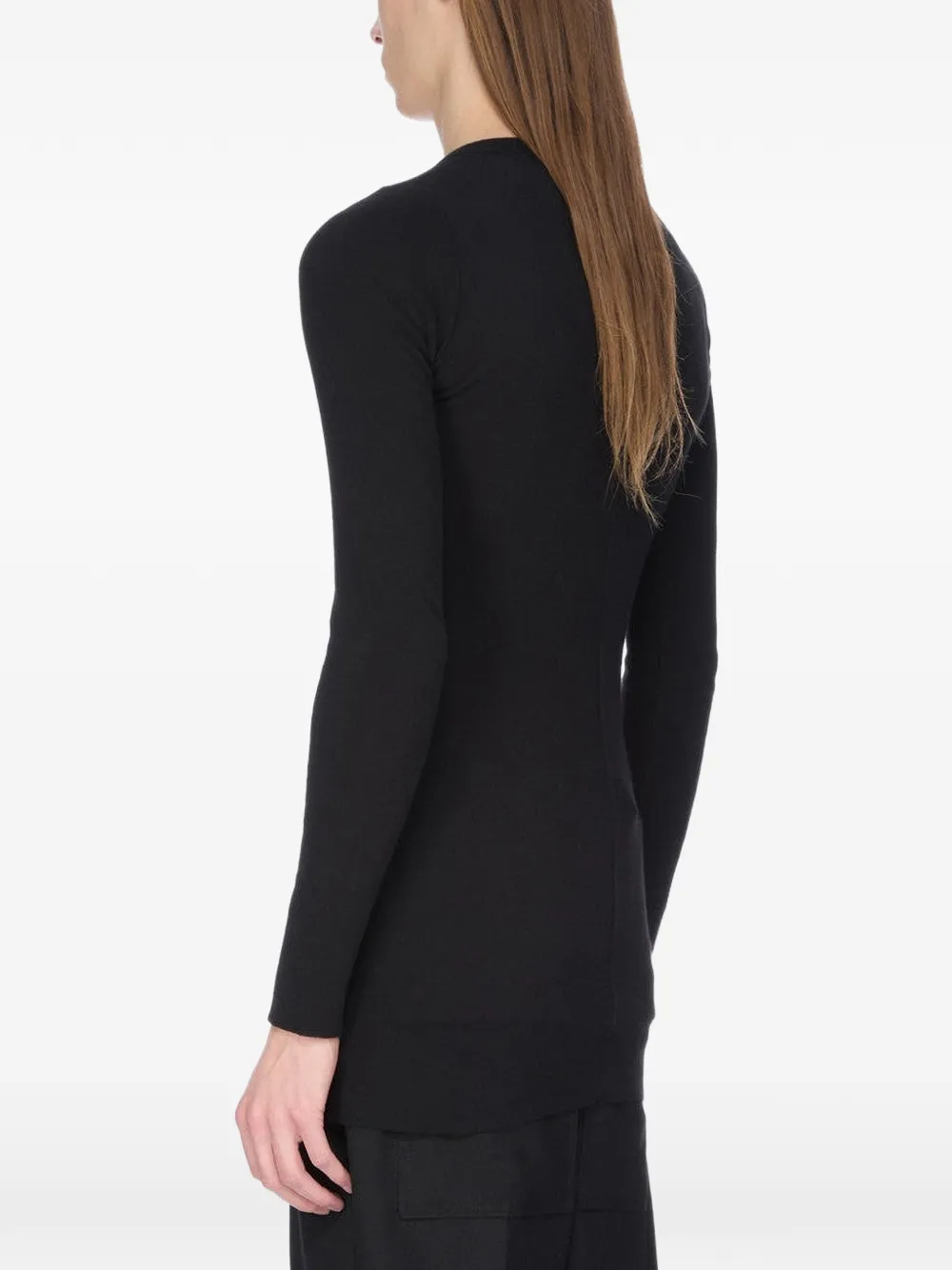 Rick Owens T-shirt met ronde hals en lange mouwen Zwart