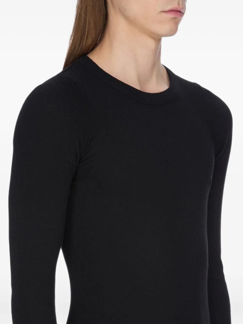 Rick Owens T-shirt met ronde hals en lange mouwen Zwart