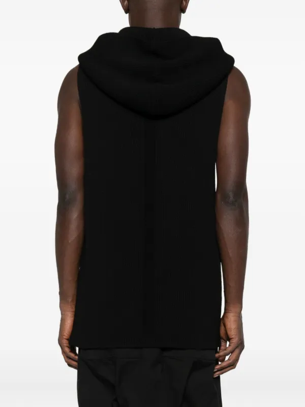 Rick Owens Ribbed Hooded Vest | Black | FARFETCH