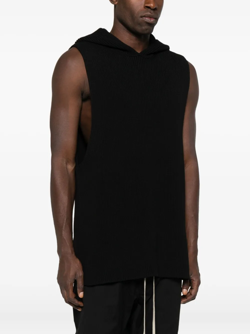 Rick Owens Geribbelde spencer met capuchon Zwart