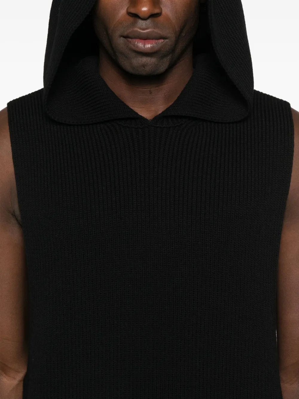 Rick Owens Geribbelde spencer met capuchon Zwart