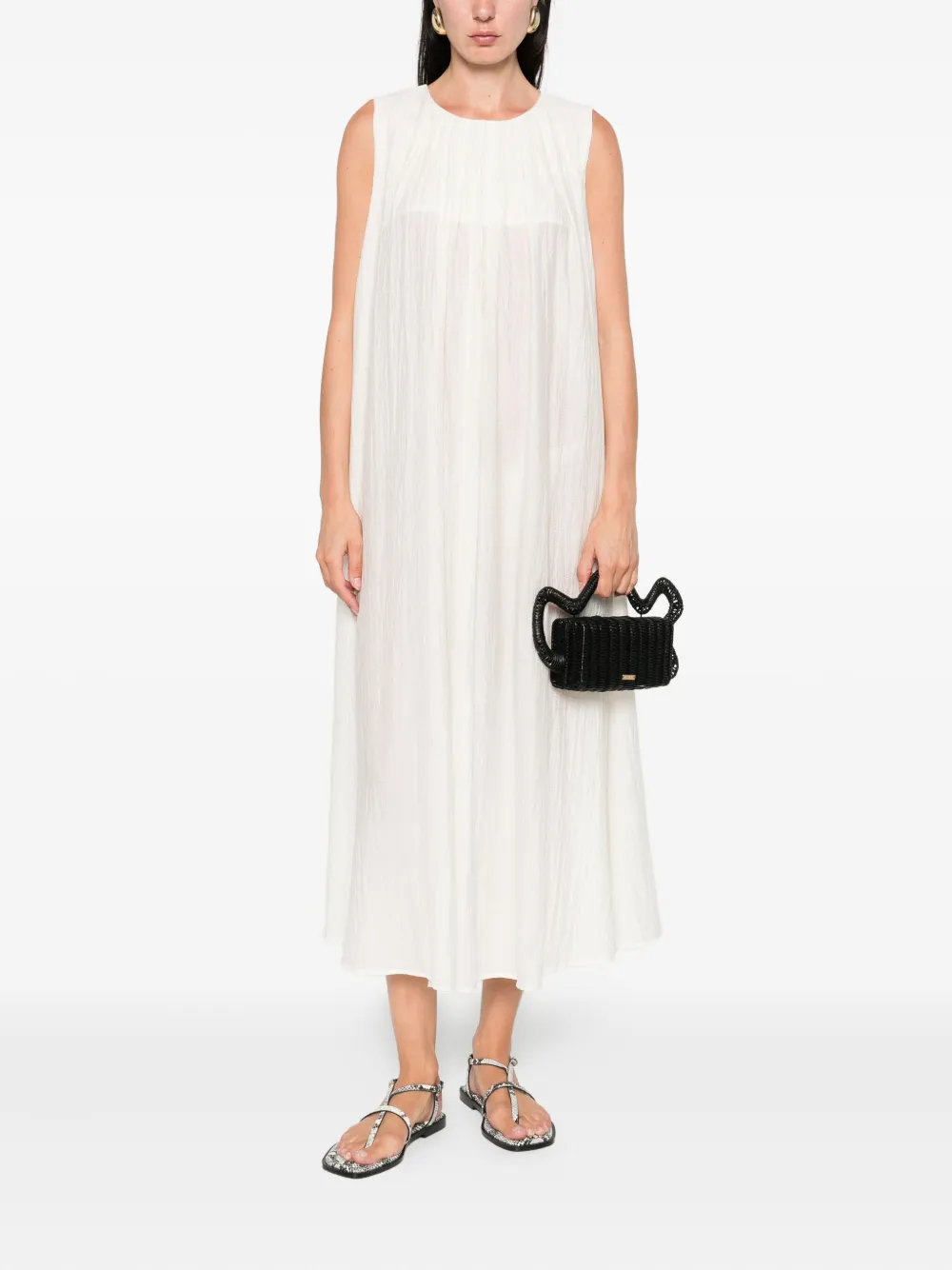 Eleh Geplooide mouwloze midi-jurk - Beige