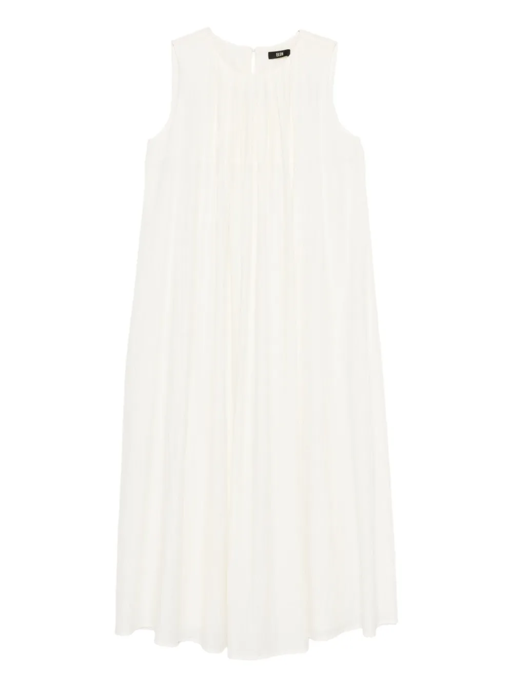 pleated sleeveless midi dress