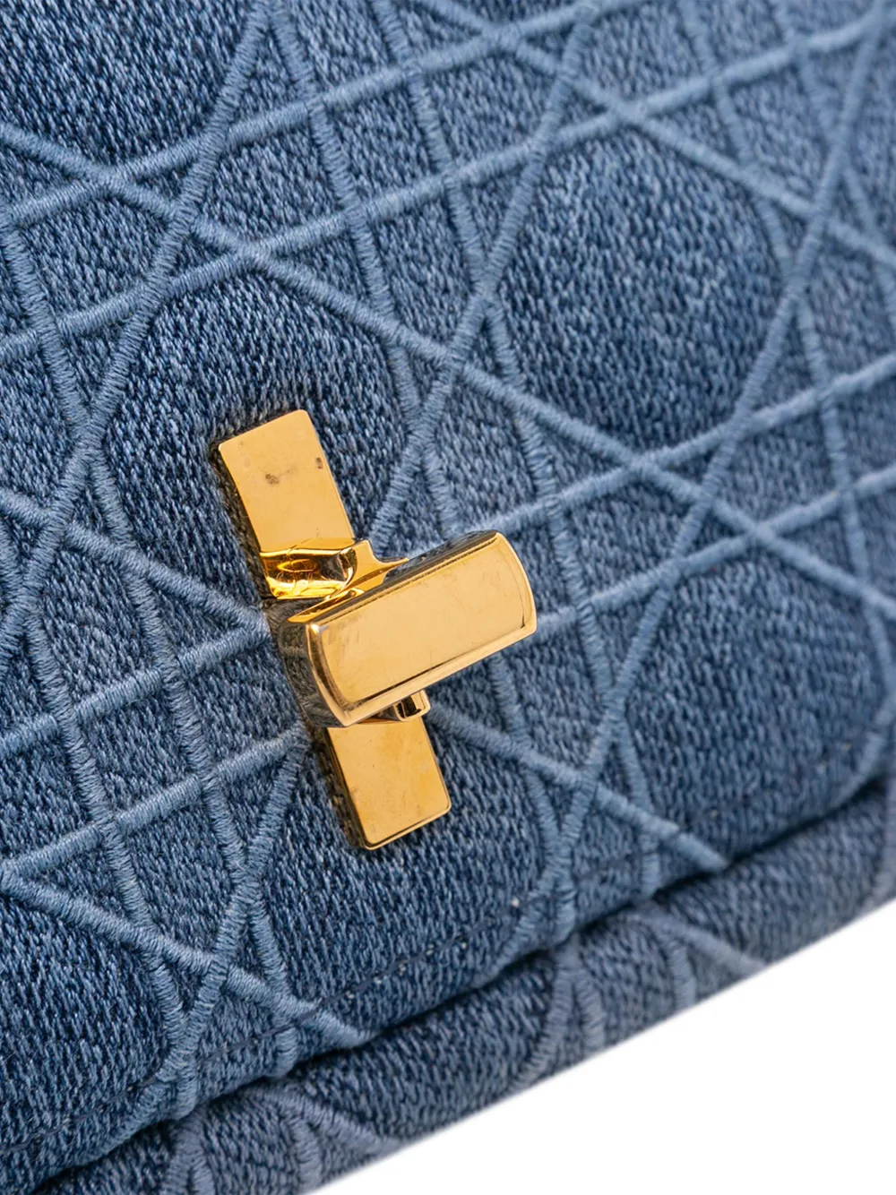 Pre-owned Dior 2021-2024 Small Denim Cannage Caro Bag Crossbody Bag