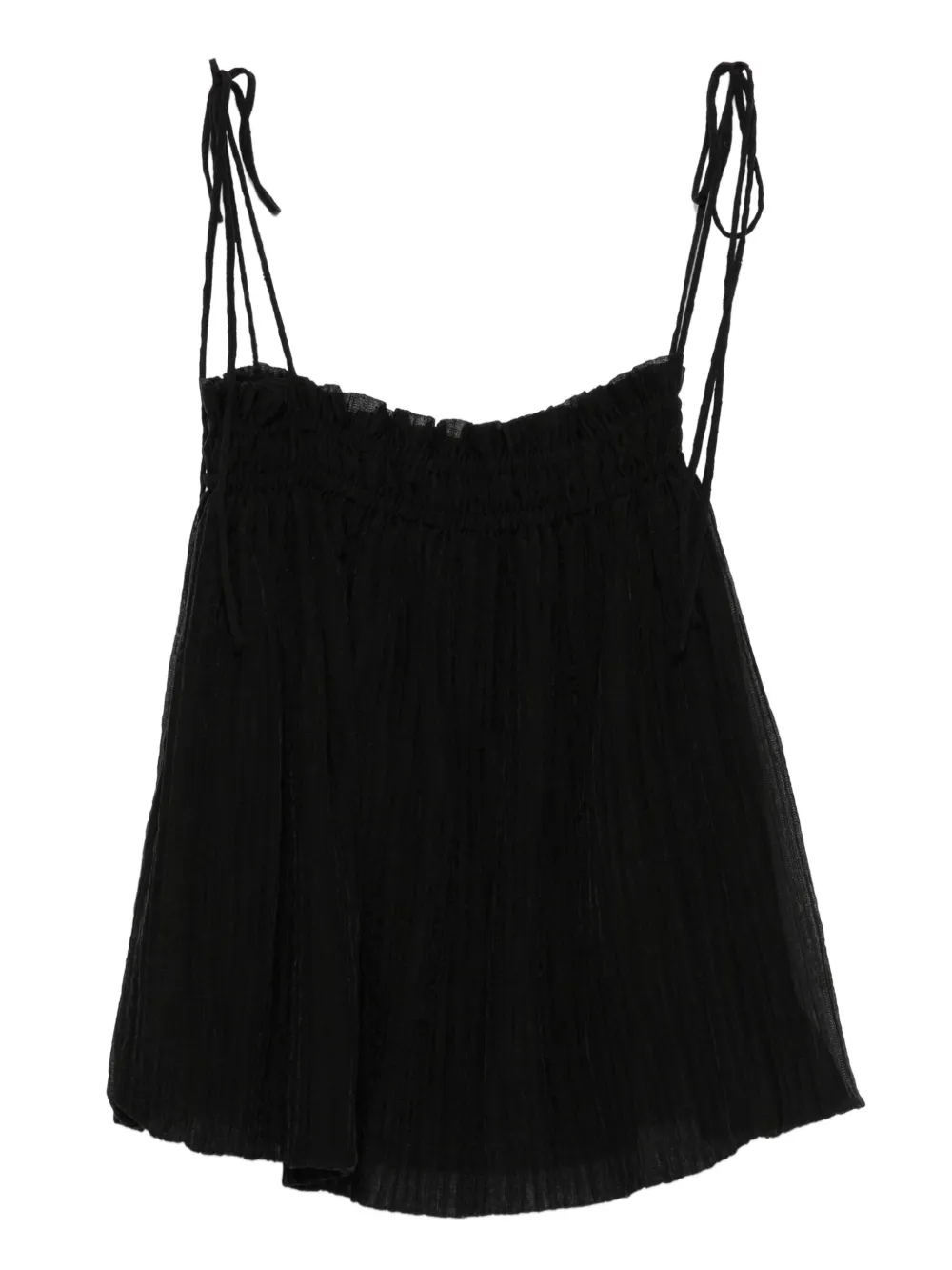 pleated tie-shoulder straps top