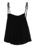 Eleh pleated tie-shoulder straps top - Black