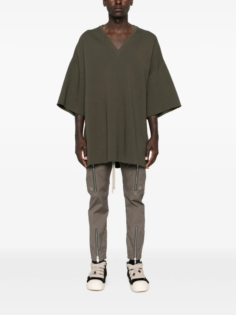 Rick Owens V Tommy gerafeld T-shirt - Groen
