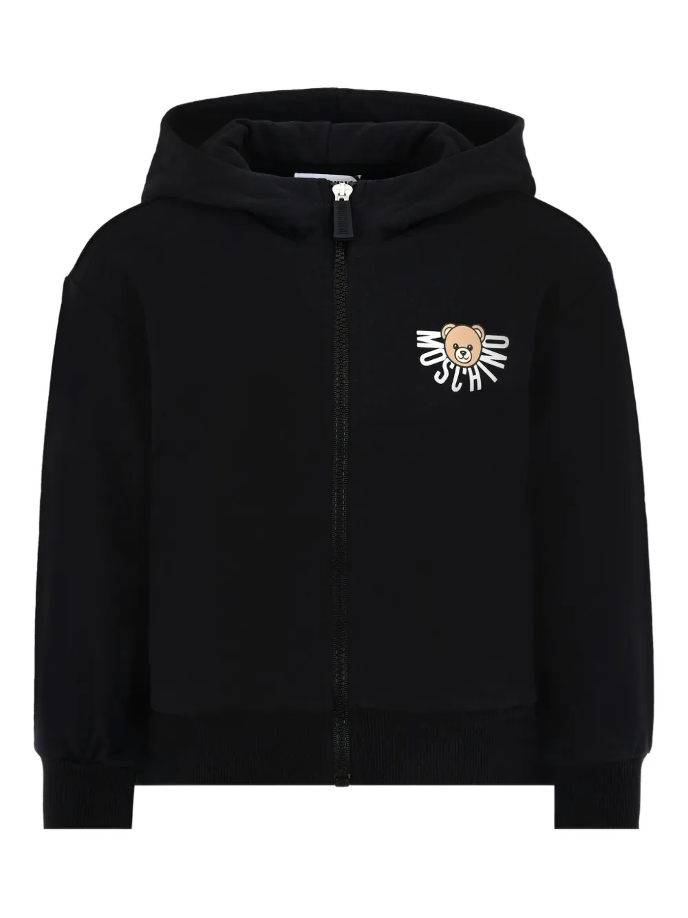Moschino Kids teddy-print zip-up hoodie Zwart