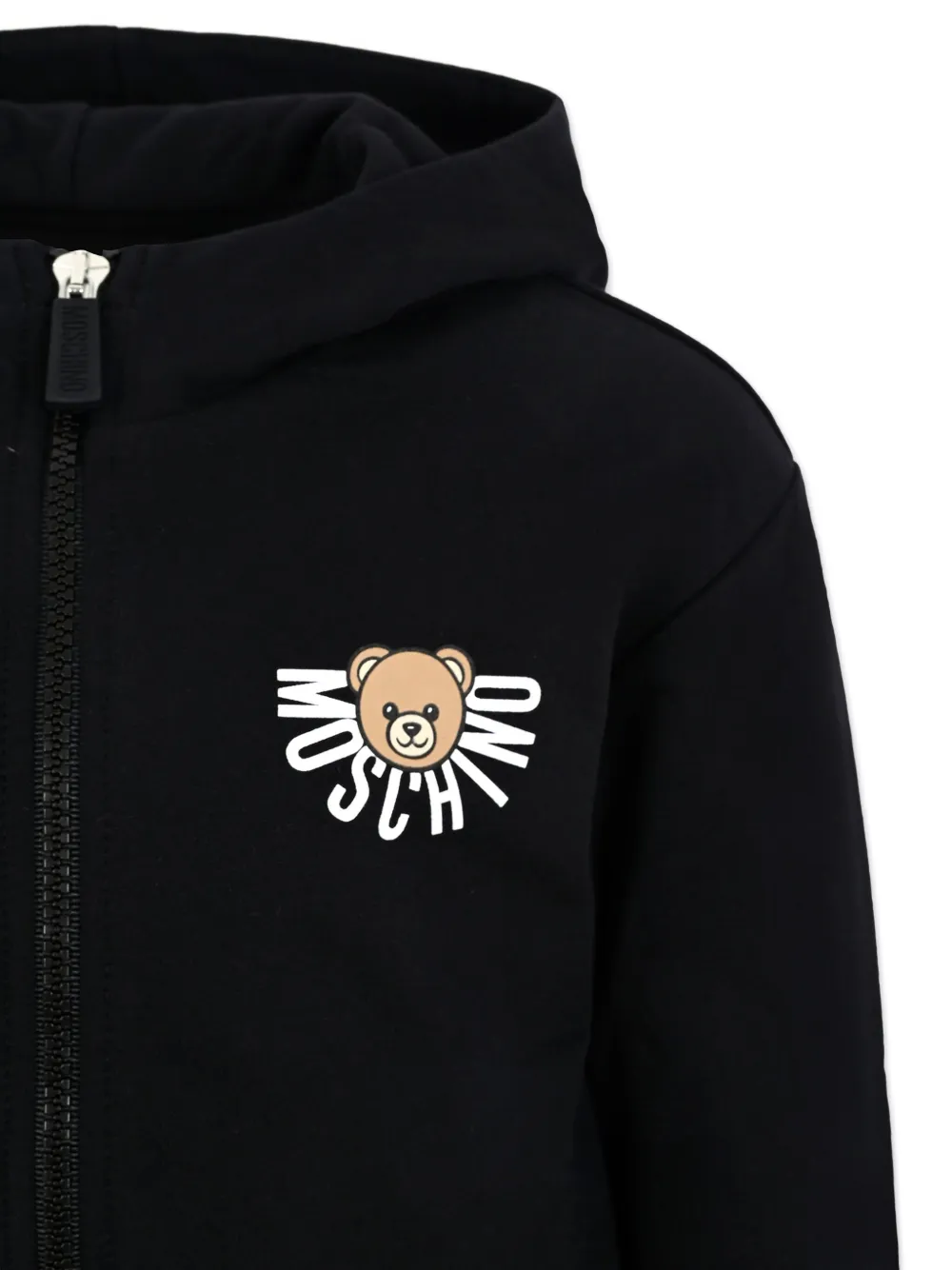 Moschino Kids Hoodie met teddyprint en rits Zwart