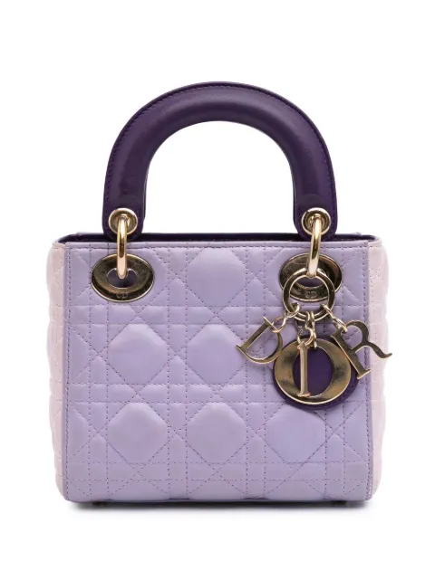 Christian Dior Pre-Owned 2015 Mini Tricolor Lambskin Cannage Lady Dior satchel