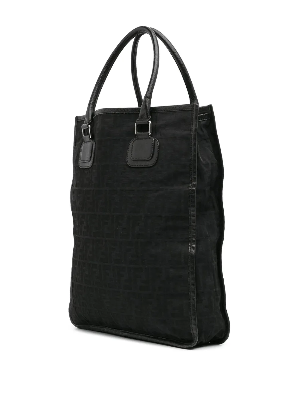 Pre-owned Fendi 2010-2025 Zucca Canvas Tall Tote Bag In Black