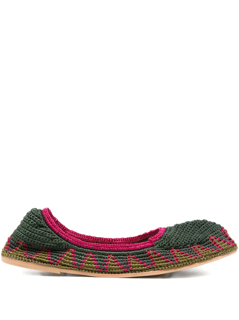 crochet-knit ballet flats