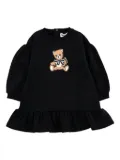 Moschino Kids teddy-print ruffled dress - Black