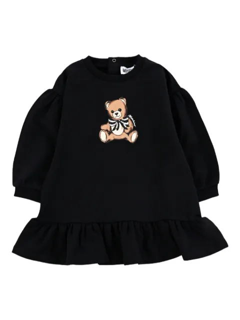 Moschino Kids teddy-print ruffled dress