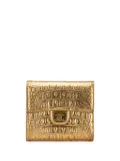 CHANEL Pre-Owned 2019 CC Metallic Calfskin Crocodile Embossed Compact Flap Wallet small wallets - Gold