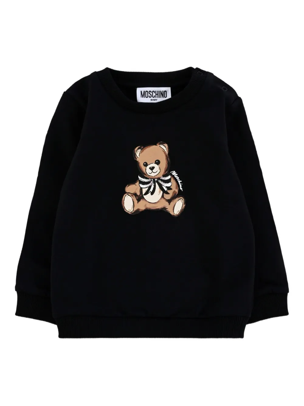 Moschino Kids teddy-print crew-neck sweatshirt Zwart