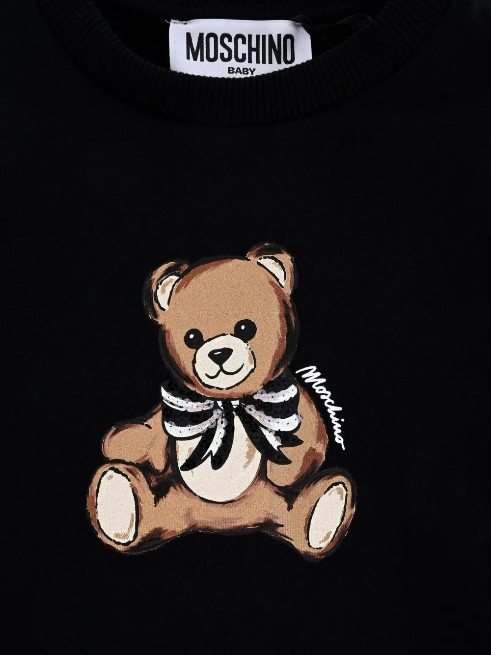 Moschino Kids teddy-print crew-neck sweatshirt Zwart