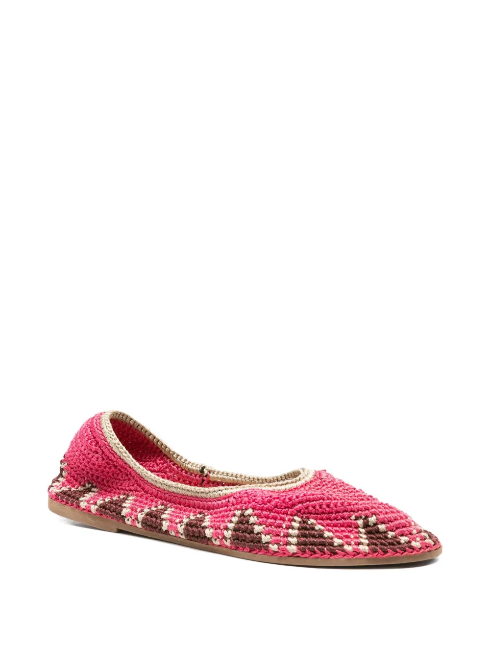 SLO_HAND_MADE Gehaakte flatjes met patroon - Roze