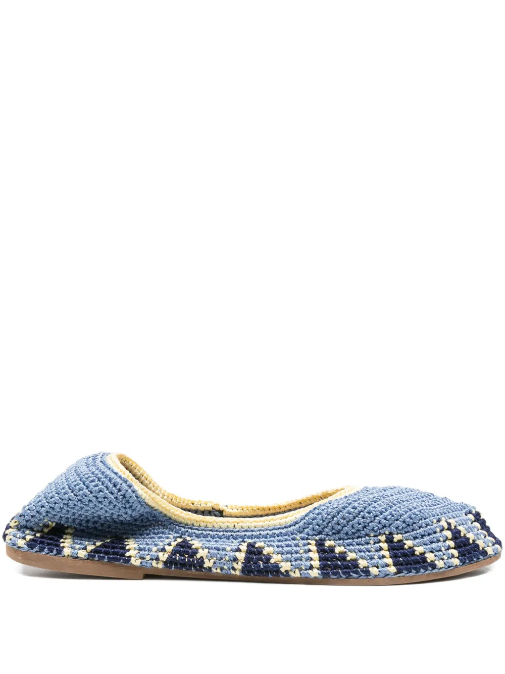 SLO_HAND_MADE crochet-pattern ballet flats Blue