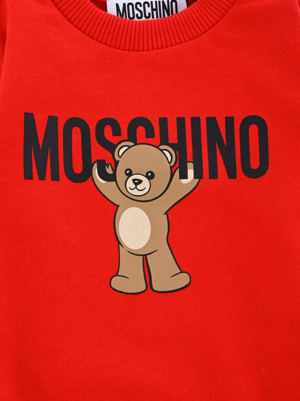 Moschino Kids teddy-print crew-neck sweatshirt Rood