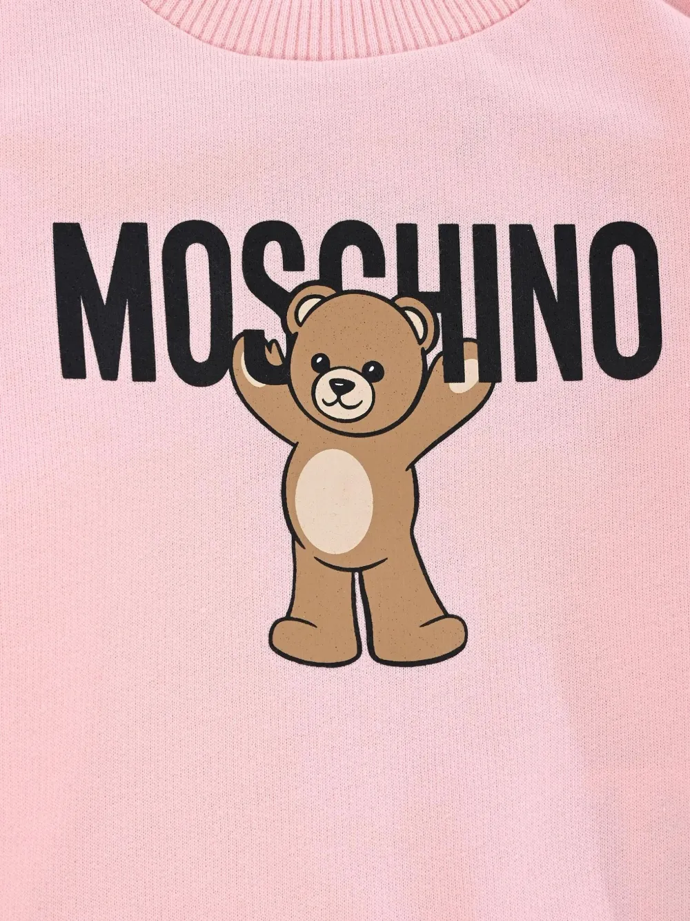 Moschino Kids teddy-print crew-neck sweatshirt Roze