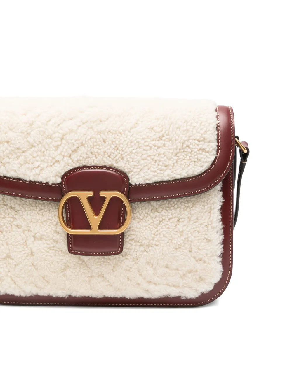 Valentino Garavani shearling leather shoulder bag Wit