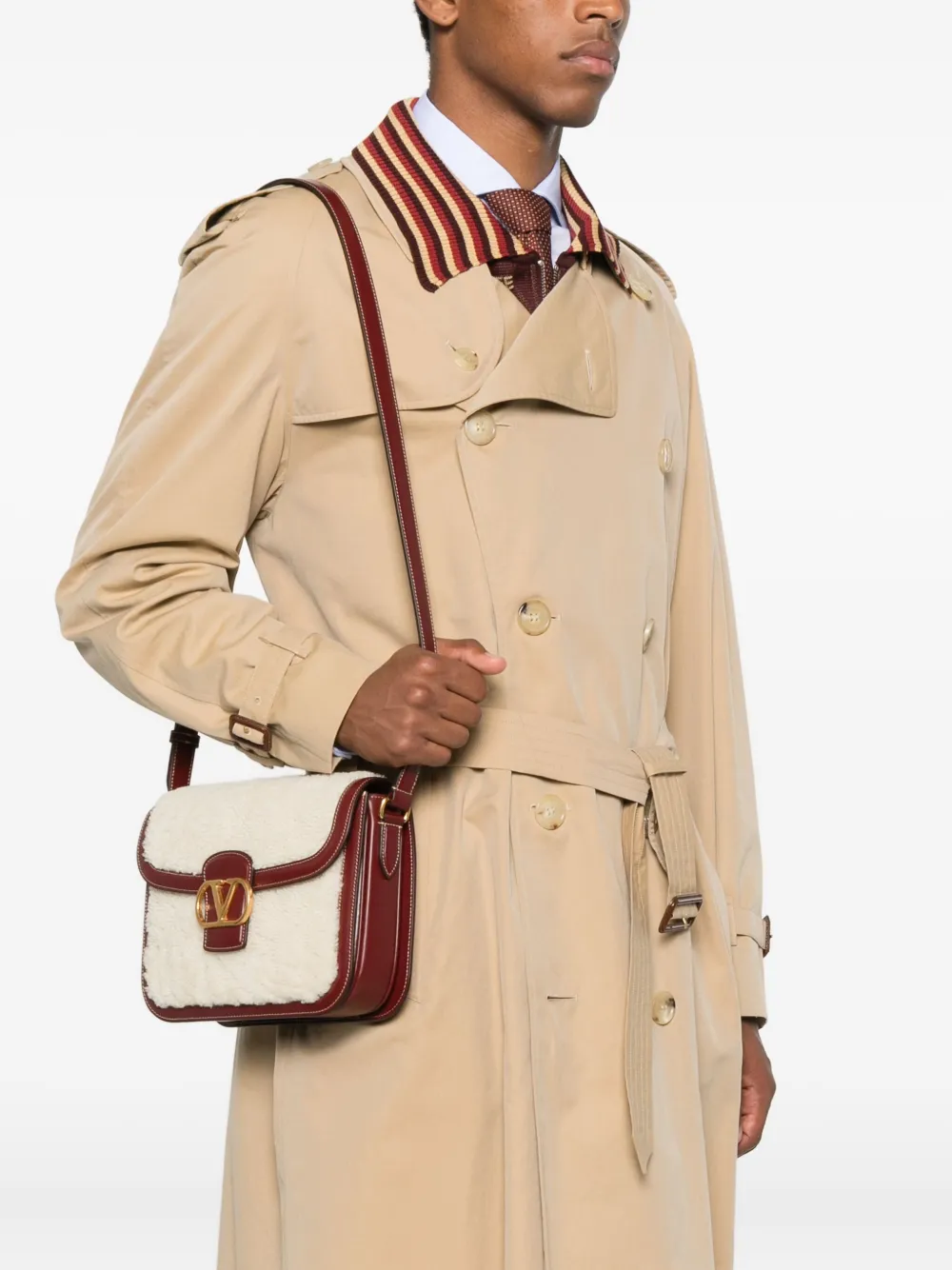 Valentino Garavani shearling leather shoulder bag Wit