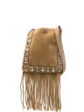 Valentino Garavani fringe-embellished eyelet shoulder bag - Brown