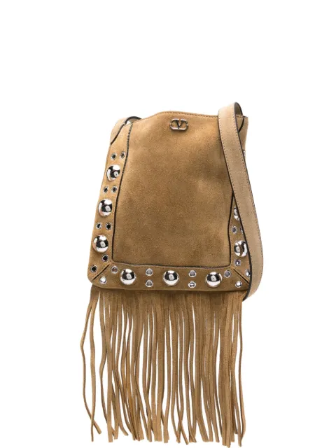 Valentino Garavani fringe-embellished eyelet shoulder bag