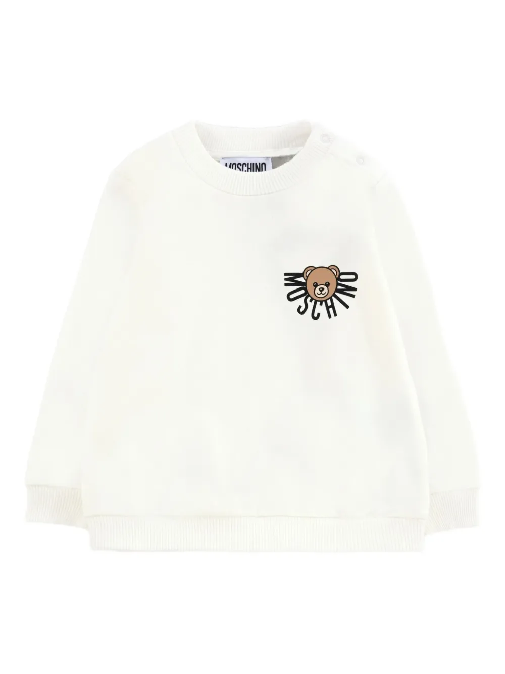 Moschino Kids teddy-print crew-neck sweatshirt Beige