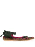 SLO_HAND_MADE lace-up crochet ballet flats - Green