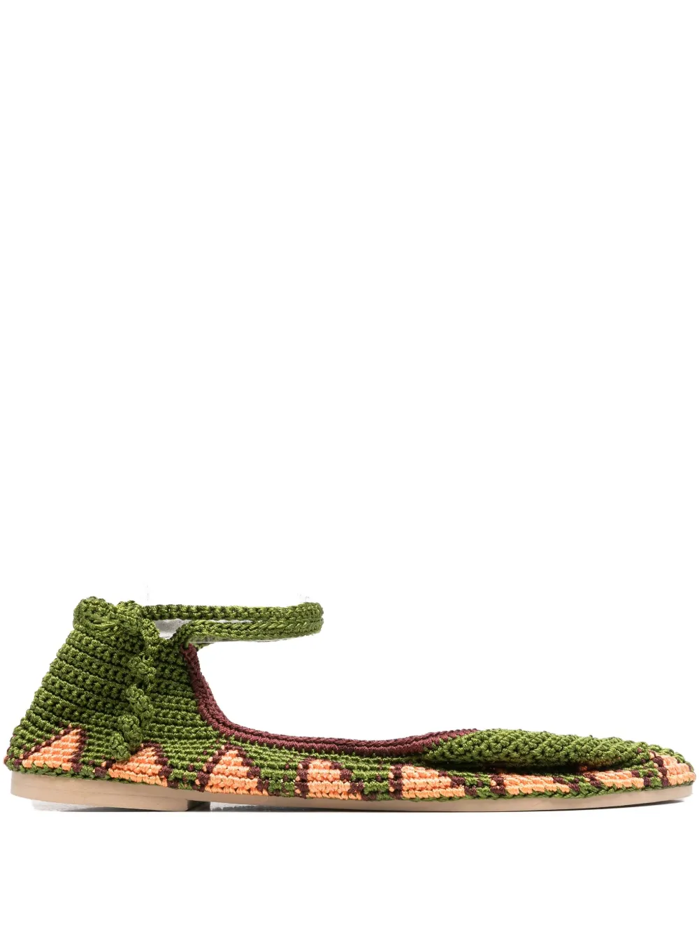 SLO_HAND_MADE crochet ballet flats Green
