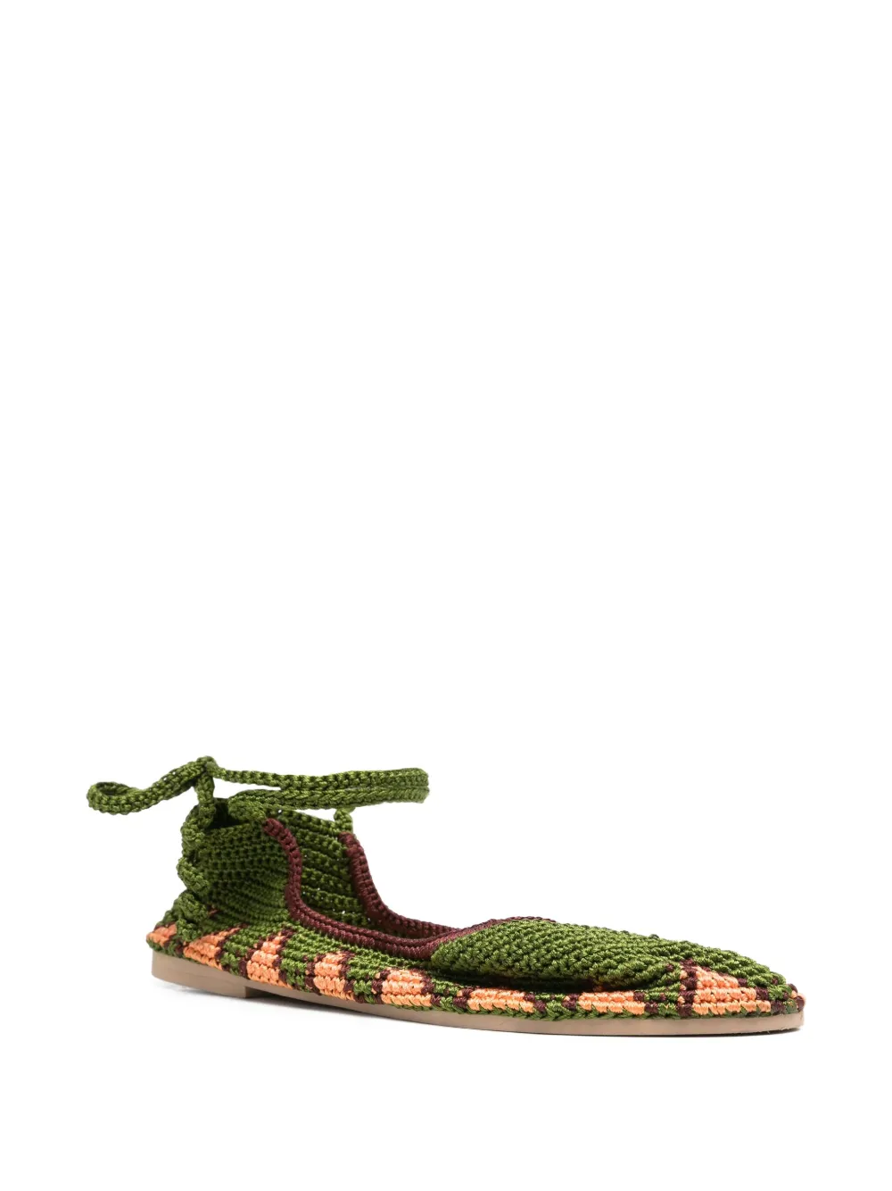 SLO_HAND_MADE crochet ballet flats Green