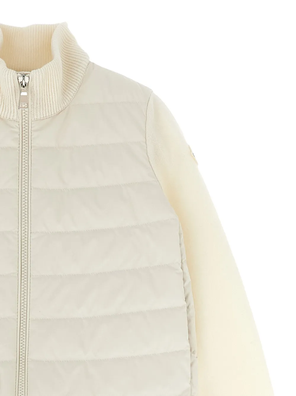 Moncler Enfant Gewatteerd vest met wollen vlakken Wit