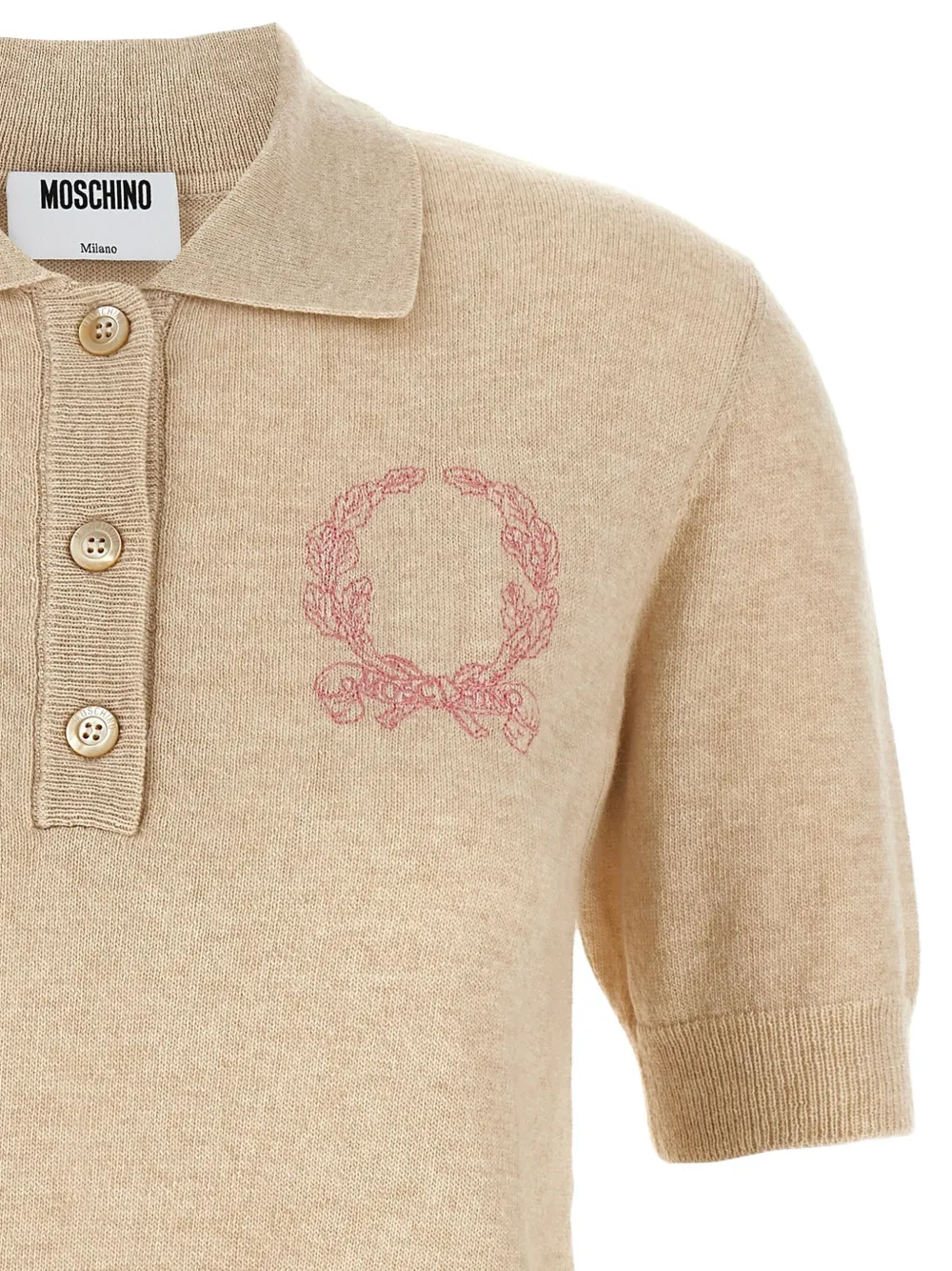 Moschino Gebreide polotop met borduurwerk Beige