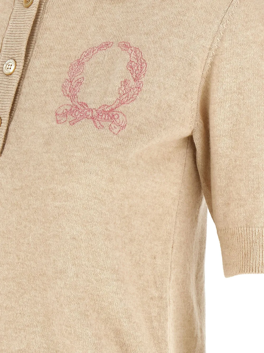 Moschino Gebreide polotop met borduurwerk Beige