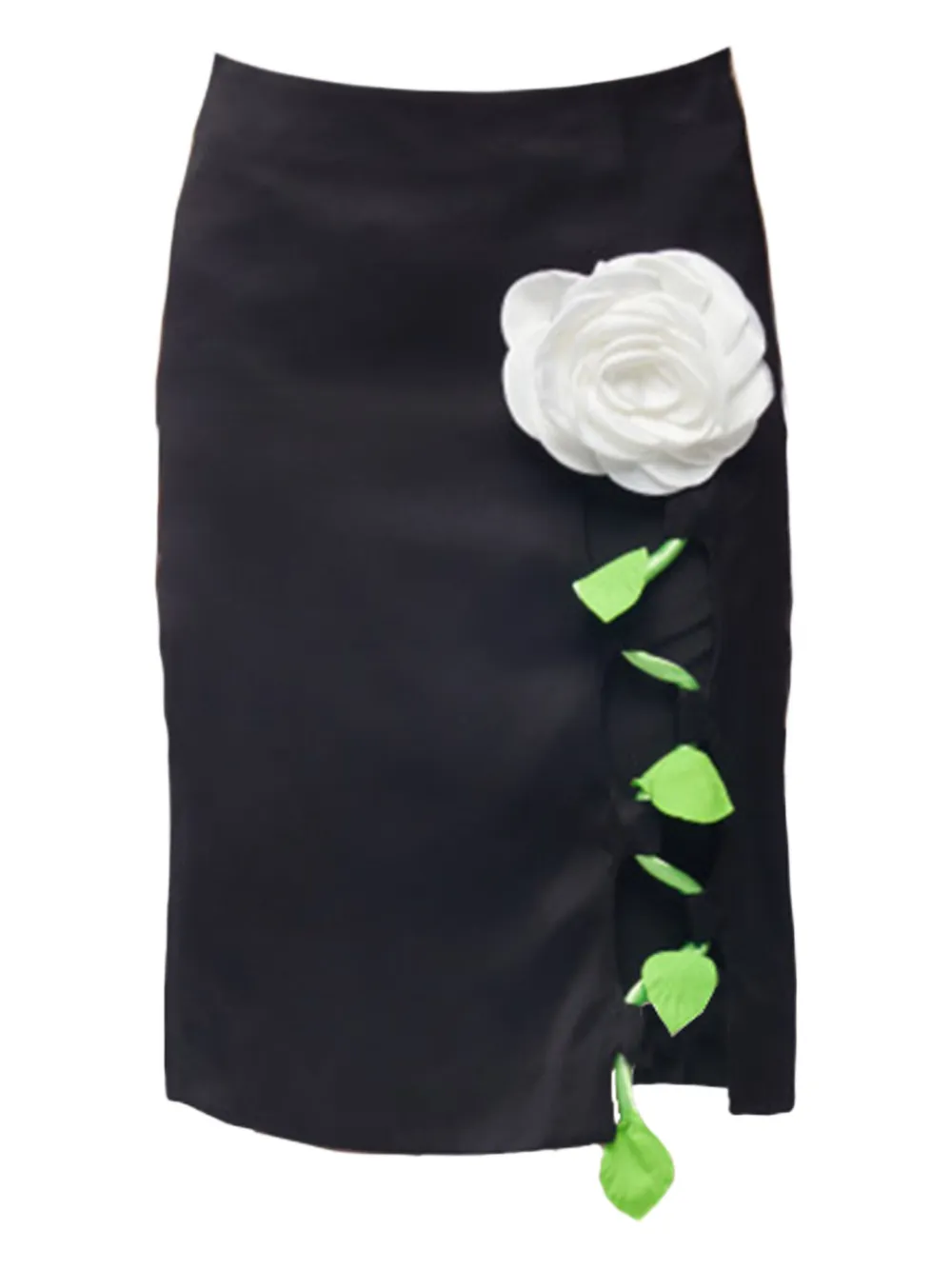 rose-embroidered skirt
