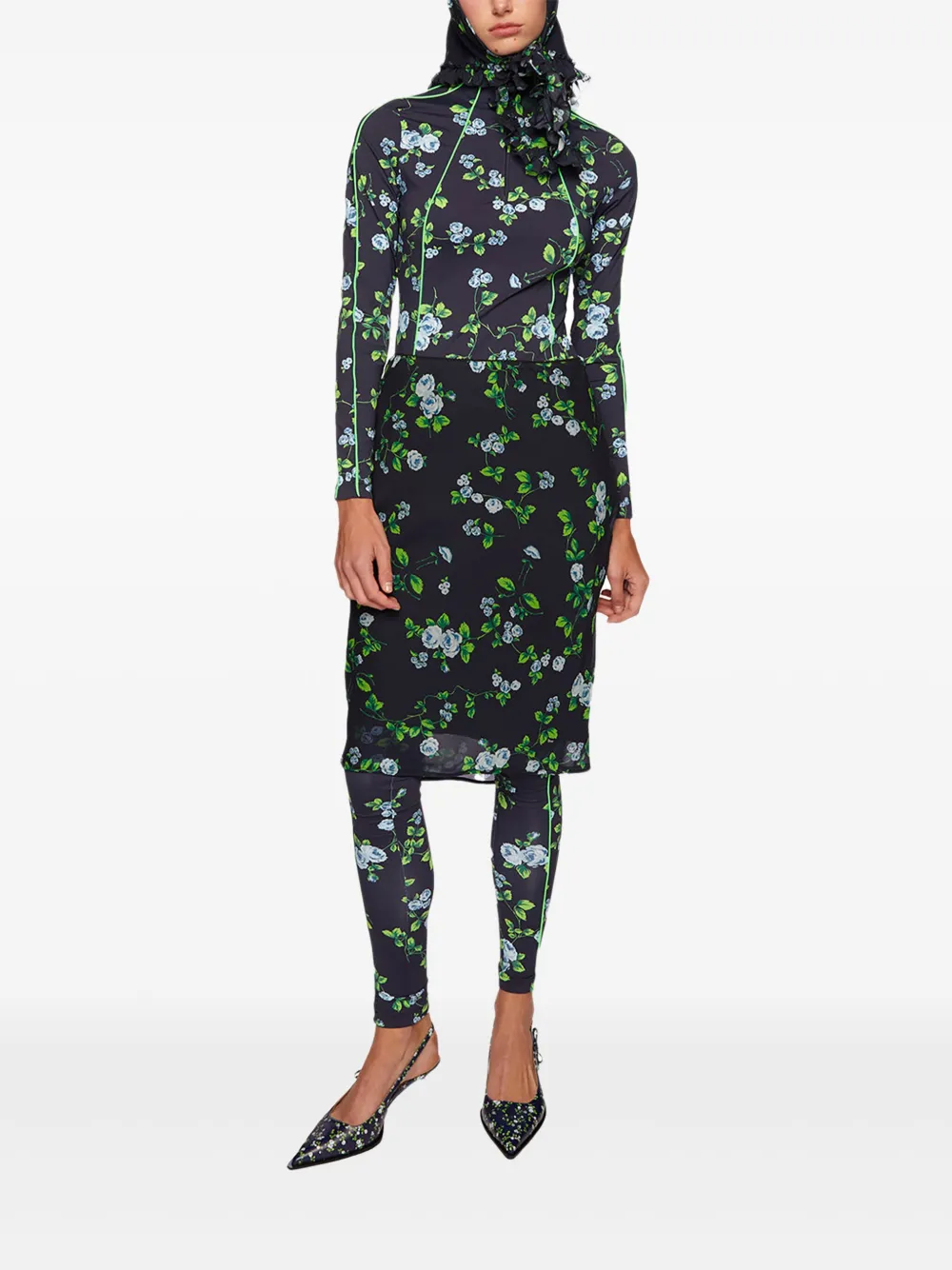 Vivetta Kokerrok met bloemenprint - Blauw